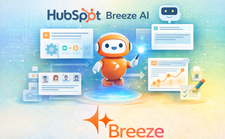 HubSpot Breeze AI concept showing automation, CRM workflows and AI tools for marketing and sales teams